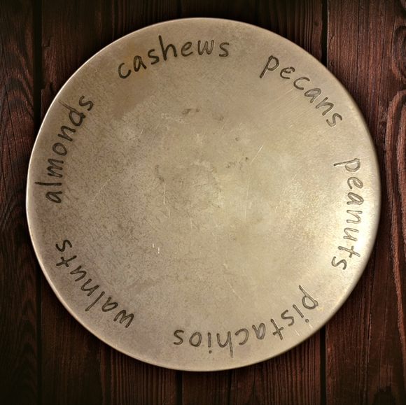 Vtg Plate Bowl Dish Aluminum Nuts Cheese Salad Bombay Duck - Picture 2 of 3